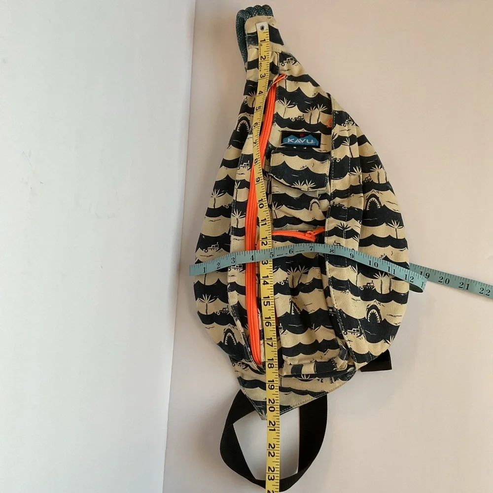 KAVU Rope Sling Bag 1 Shoulder Sling Canvas Backpack w/ Rope Shoulder Strap 20”